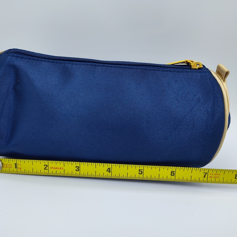 Vintage Y2K DIOR Parfums Blue Gold Trousse de Toilette Cosmetic Bag Mirror NWOT - Picture 7 of 10